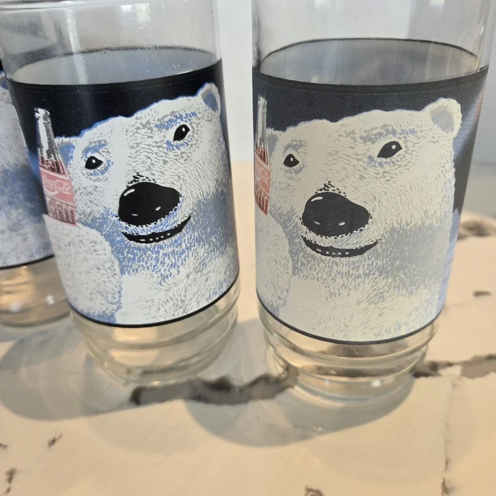 Set‎ of 6 1992 COKE Coca Cola Polar Bear Glasses 16 oz Always Cool Vintage